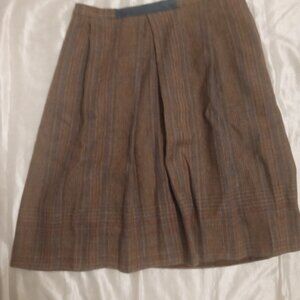 Brooks Brothers women's wool skirt chocolate brown w/blue strips sizeL